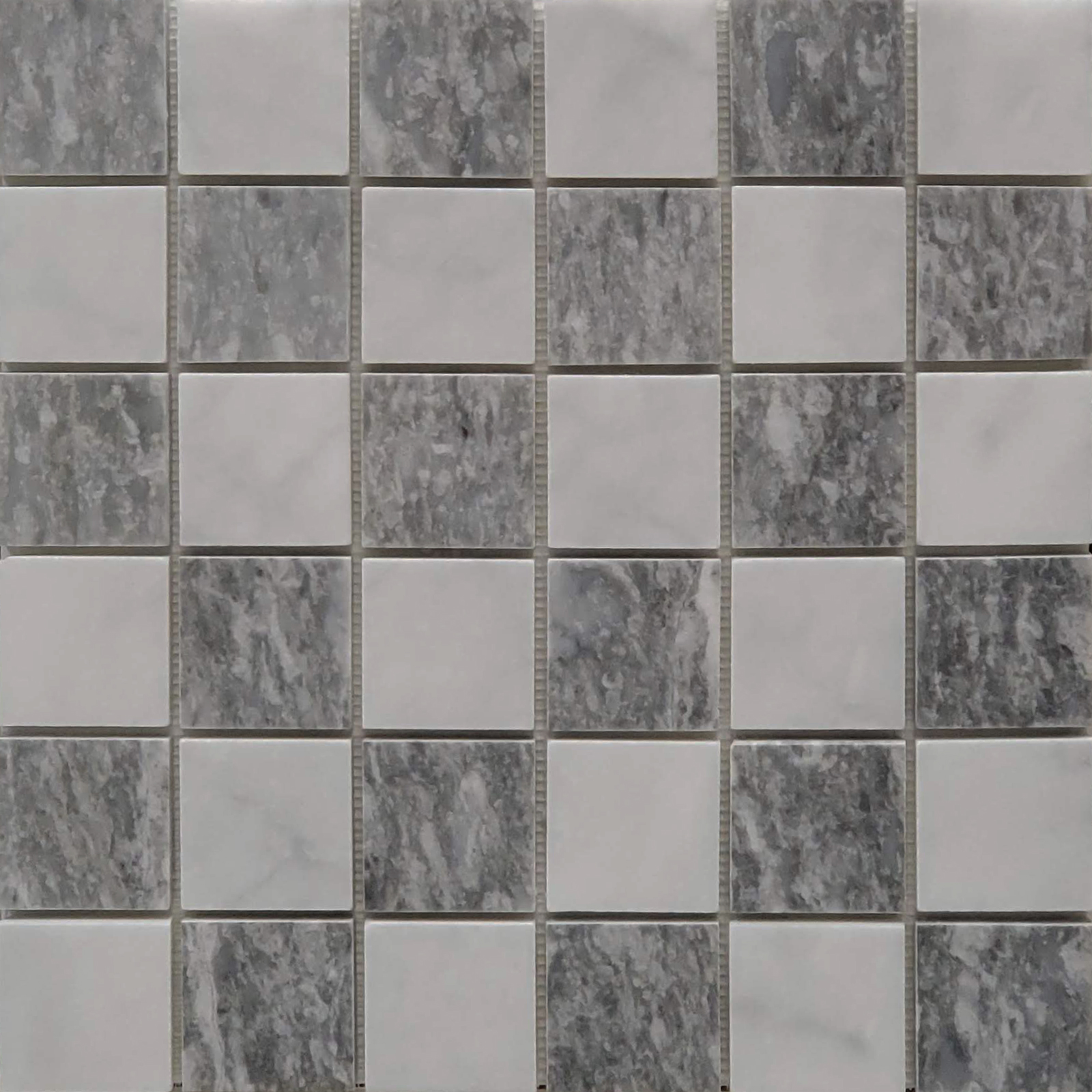 2x2 Mosaic Bianco Imperial Marble Checkerboard