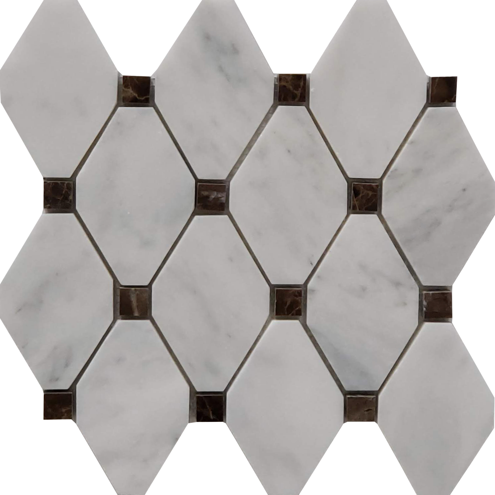 Diamond Mosaic Bianco Imperial With Dark Emperador Dot Marble Polished 