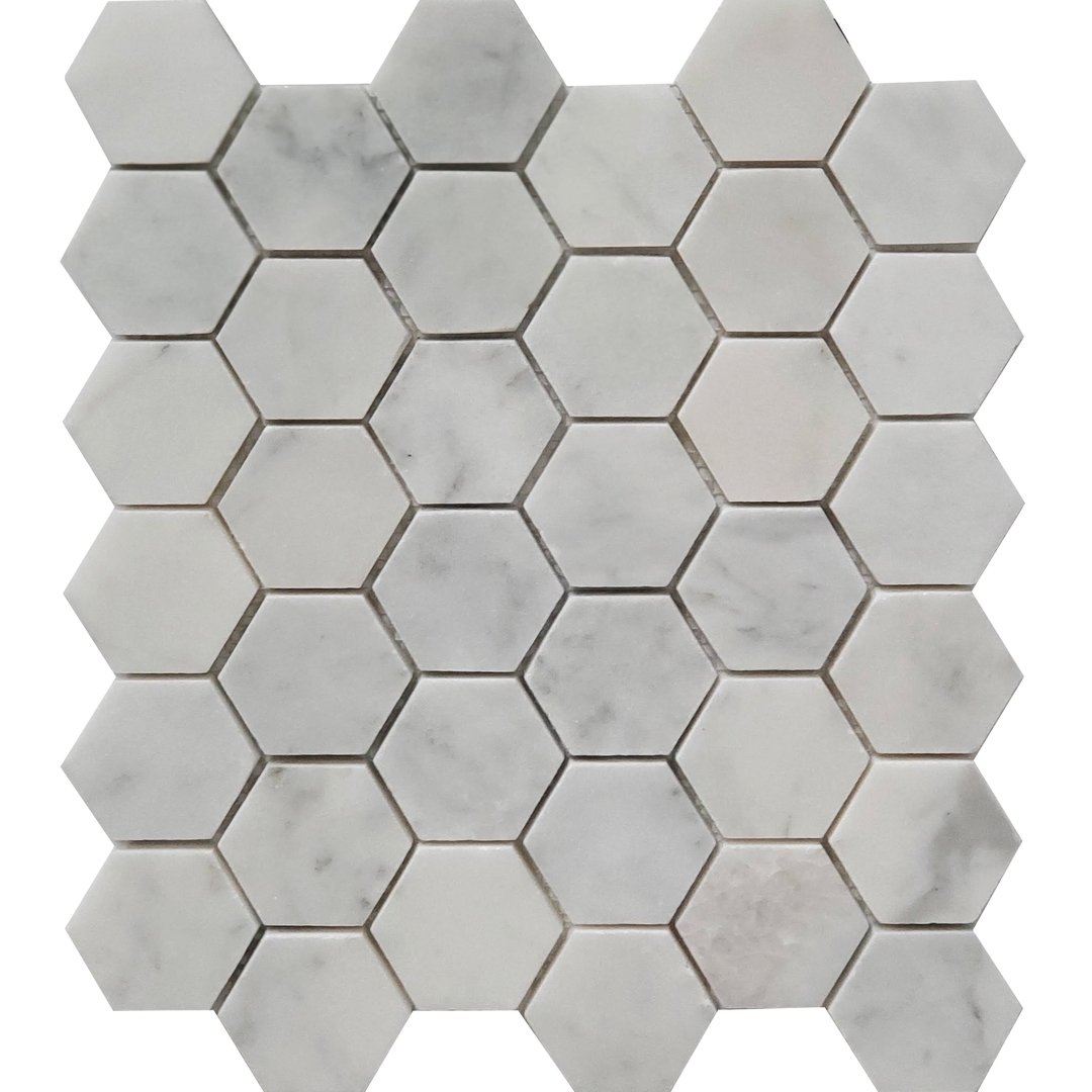 2 inch Hexagon Mosaic Bianco Imperial Marble Polished 