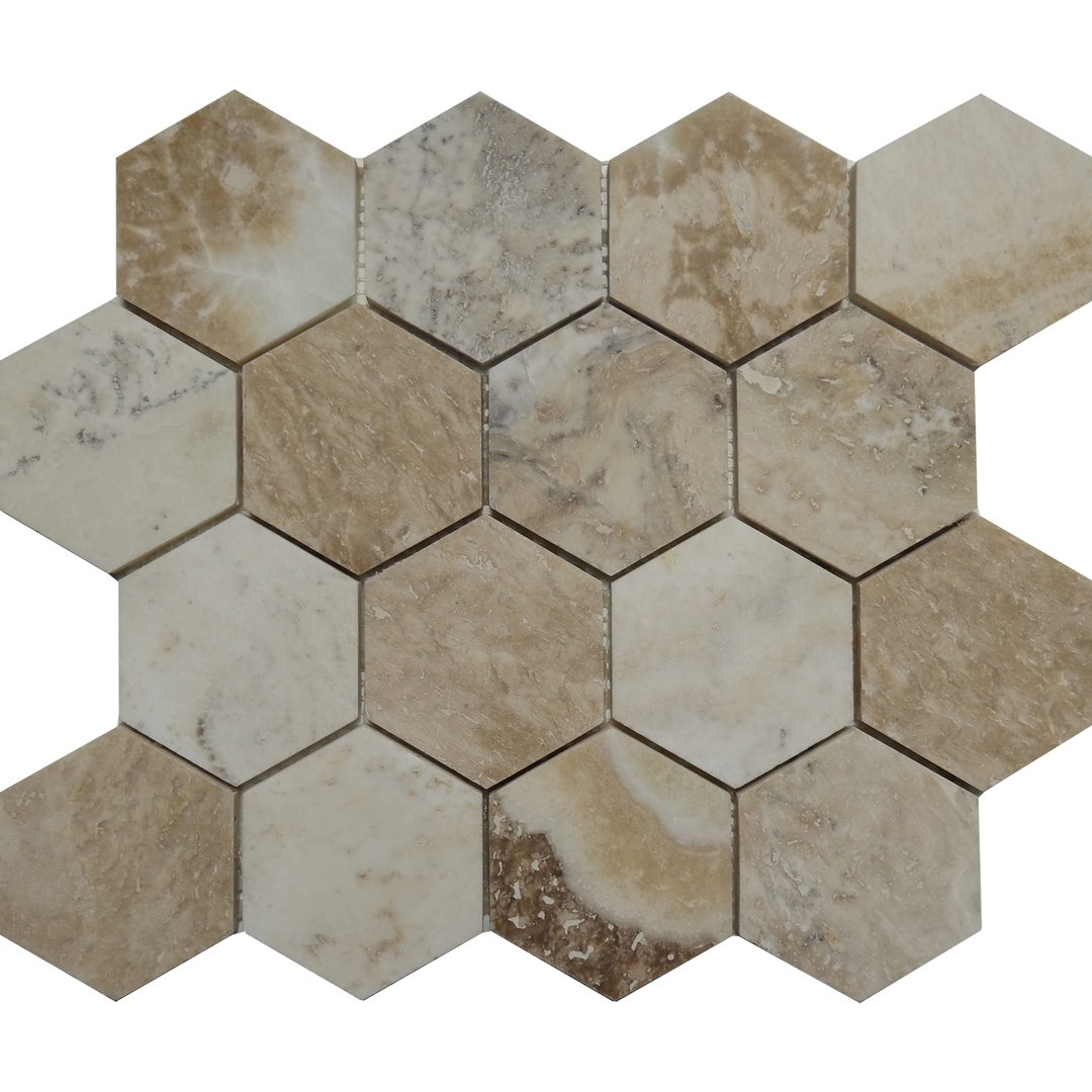 3 inch Hexagon Mosaic Misto Onyx  