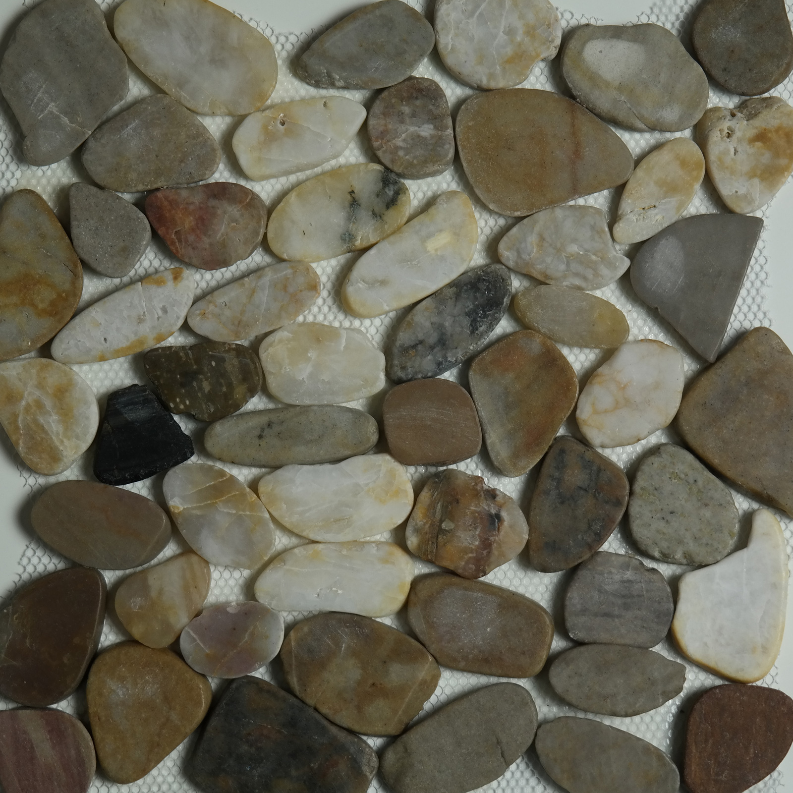 Sliced Pebble Mosaic Mixed Stone Polished 