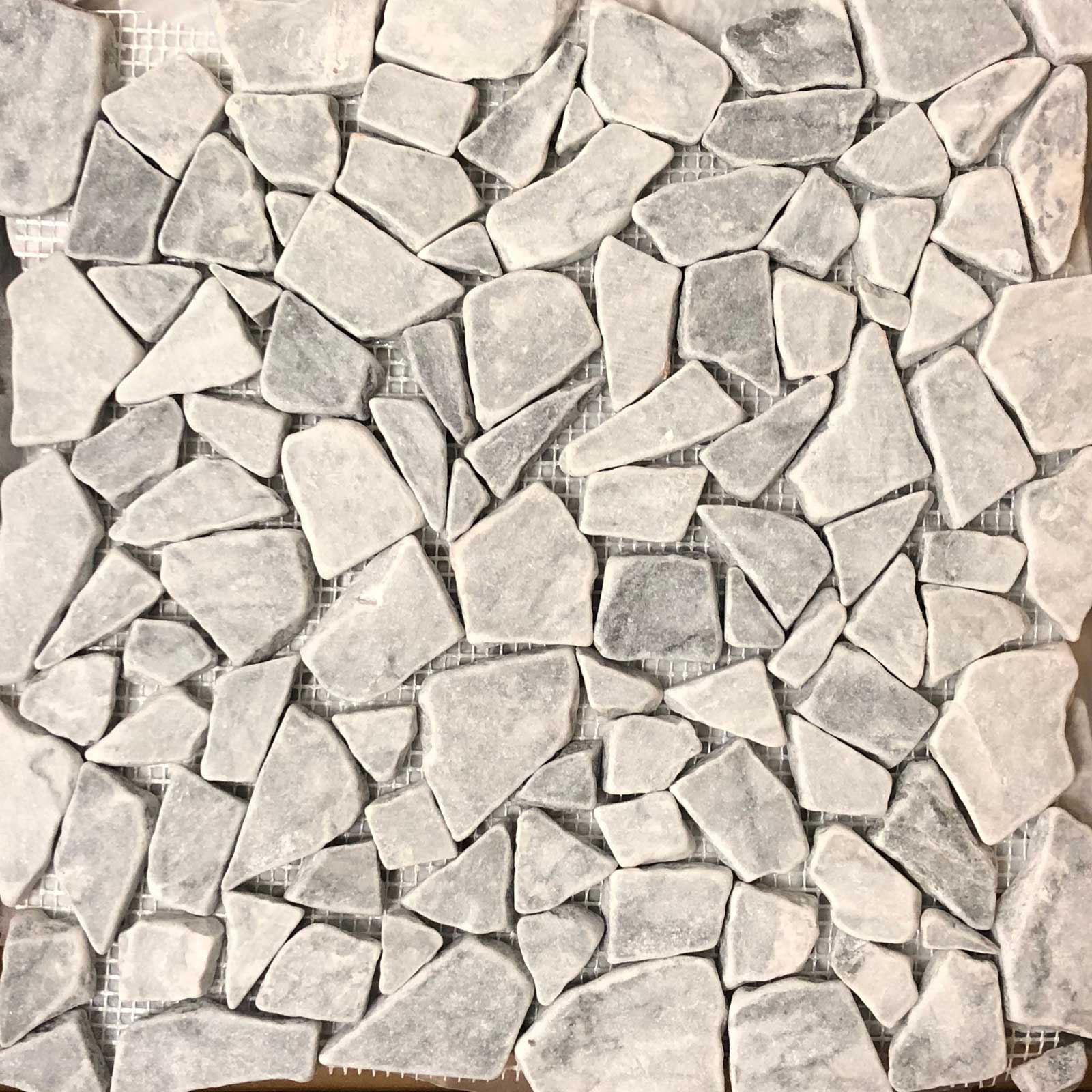 Flat Pebble Mosaic Chelsea Grey Marble Honed  