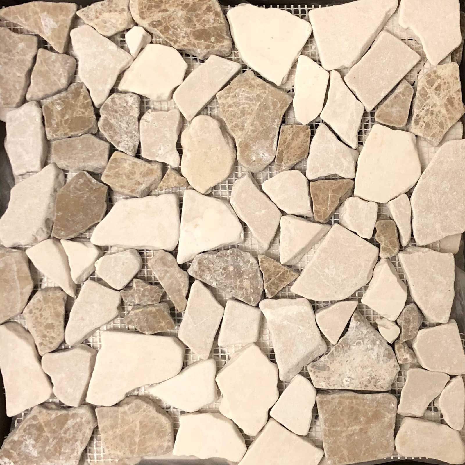 Flat Pebble Mosaic Bottichino With Light Emperador Marble Honed 