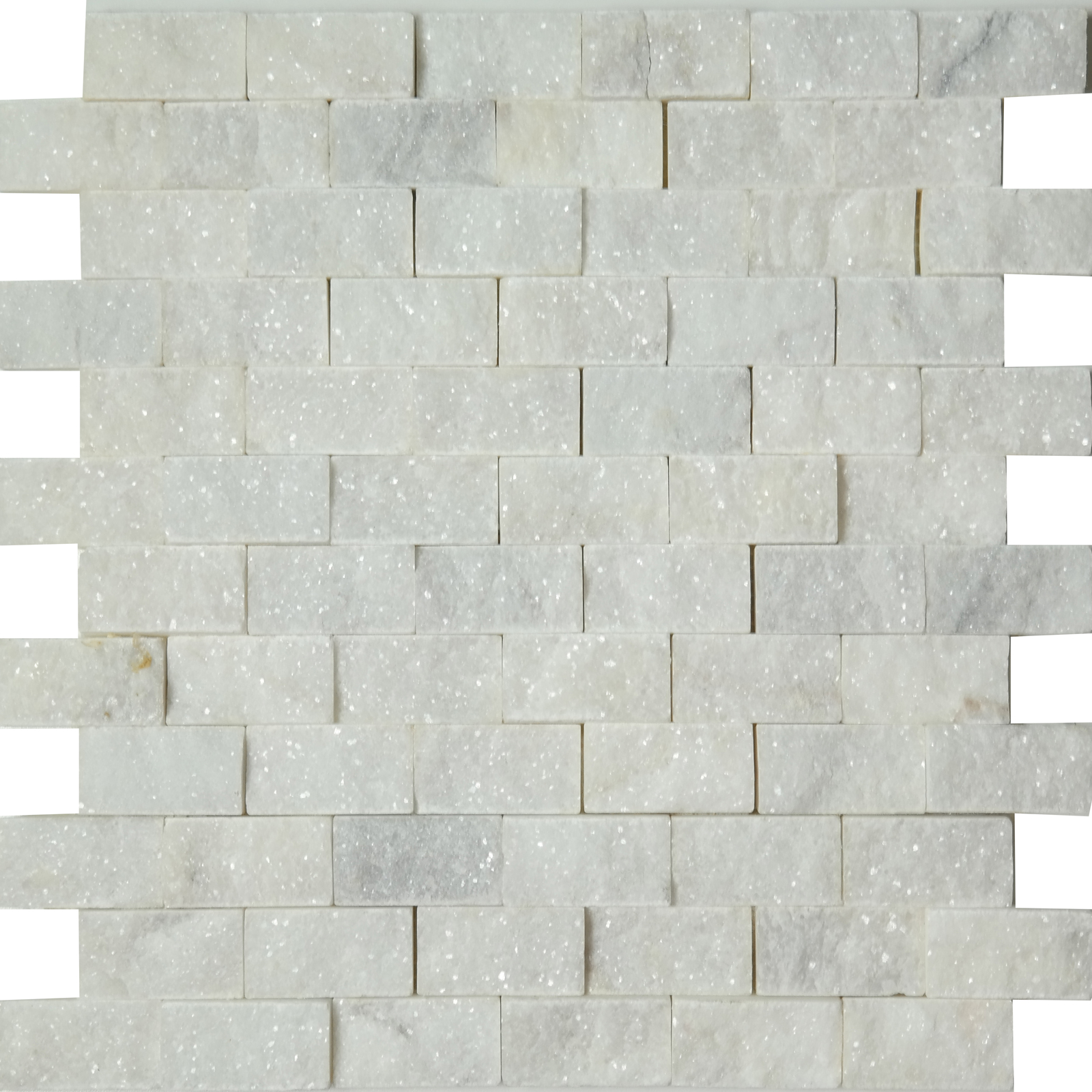 1X2 Split Face Mosaic Bianco Imperial Marble  