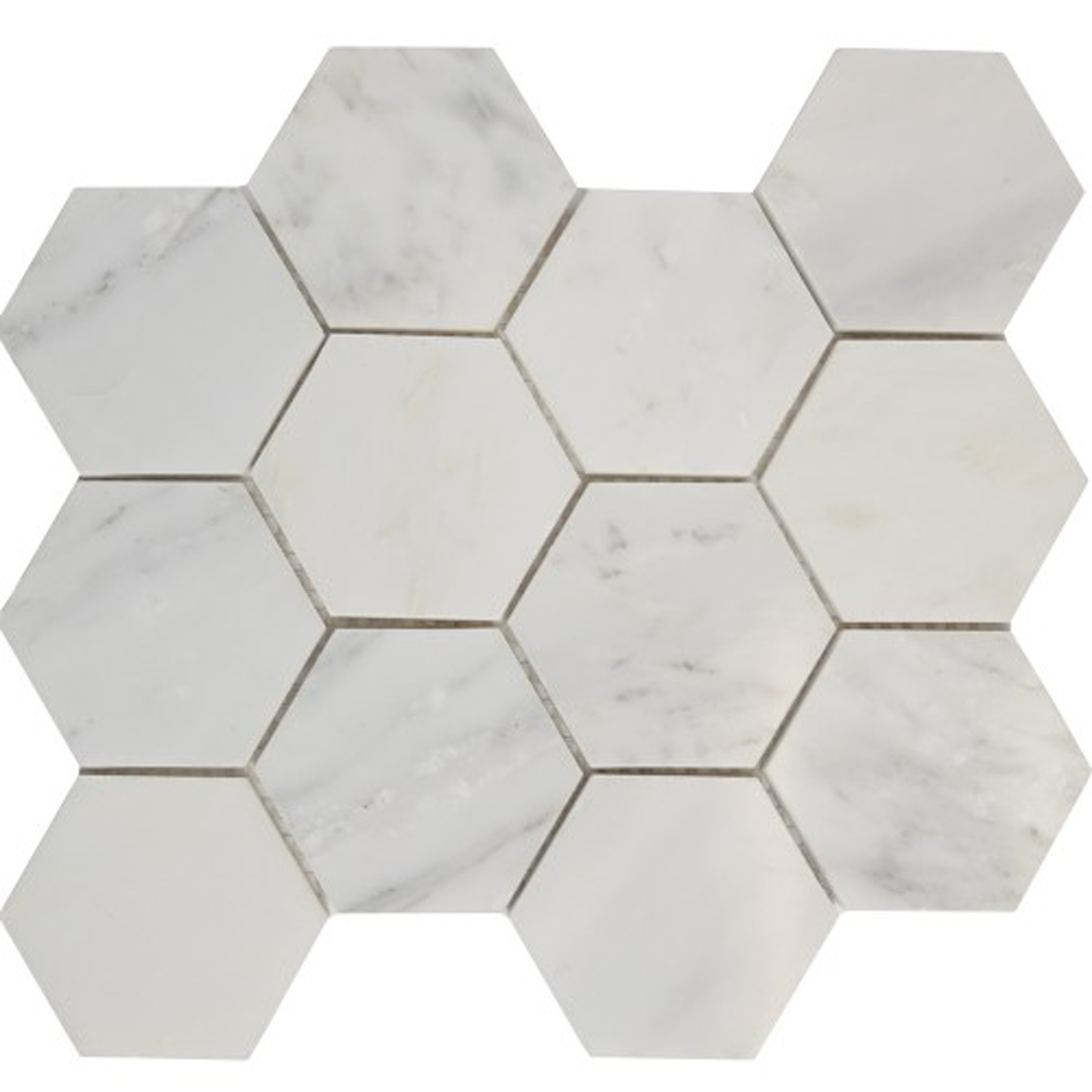3 inch Hexagon Mosaic Statuary Carrara Marble Polished 