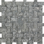 Basketweave Mosaic Atlantic Grey Marble Polished 