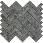1x3 Herringbone Mosaic Atlantic Grey Marble Polished 