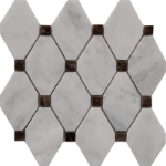Diamond Mosaic Bianco Imperial With Dark Emperador Dot Marble Polished 