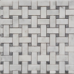 Basketweave Mosaic Bianco Imperial With Grey Dot Marble Polished 