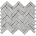 1x3 Herringbone Mosaic Bianco Imperial Marble Honed 