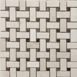 Basketweave Mosaic Bottichino With Dark Emperador Dot Marble Polished  