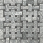 Basketweave Mosaic Chelsea Grey With Black Dot Marble Polished 