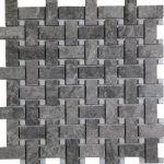 Basketweave Mosaic Cosmos Grey With White Dot Marble Polished 