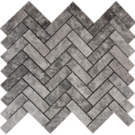 1x3 Herringbone Mosaic Cosmos Grey Marble Polished  