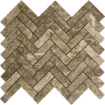 1x3 Herringbone Mosaic Light Emperador Marble Polished 