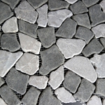 Flat Pebble Mosaic Grey Black Stone Honed  