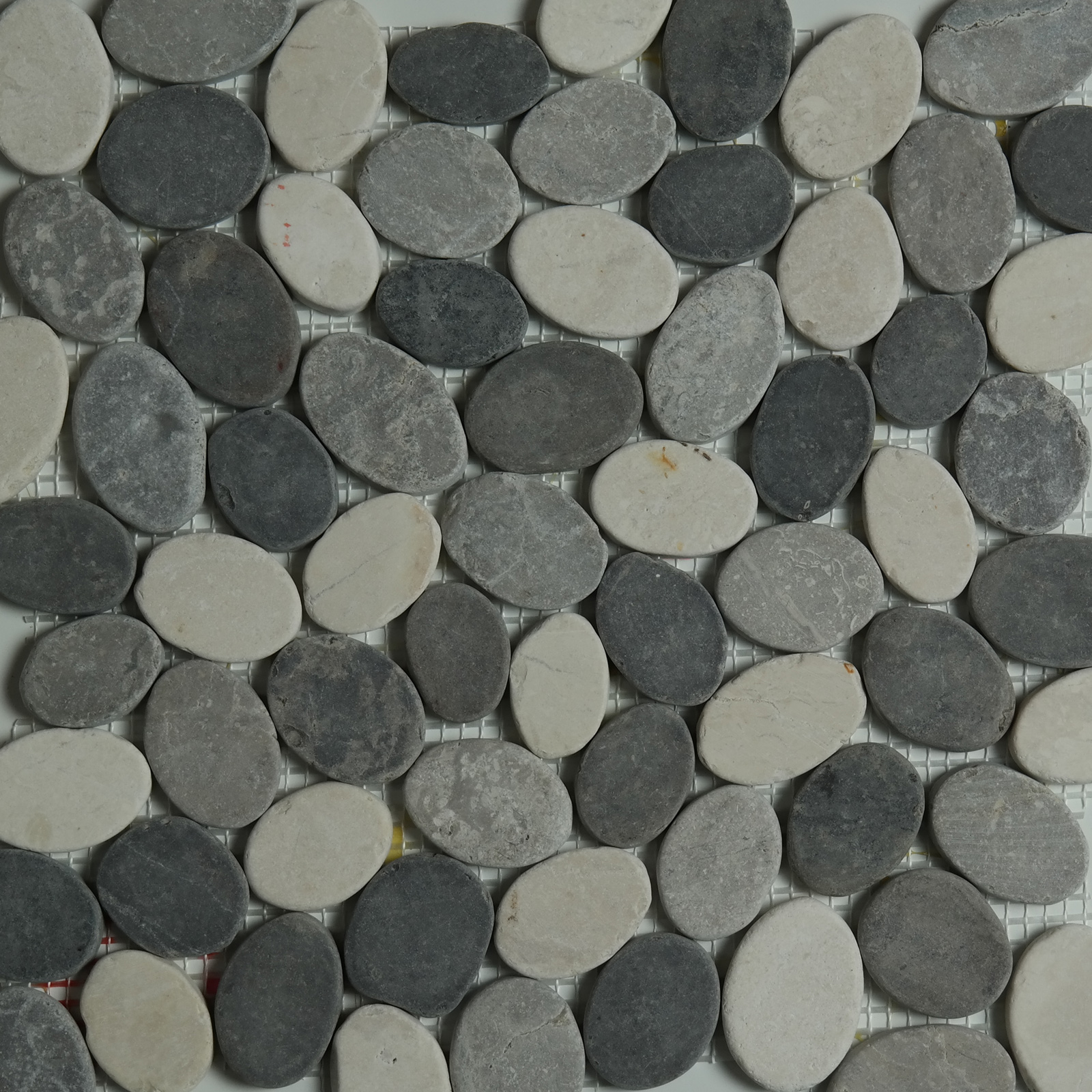Sliced Pebble Mosaic Grey Beige Dark Grey Stone Honed  