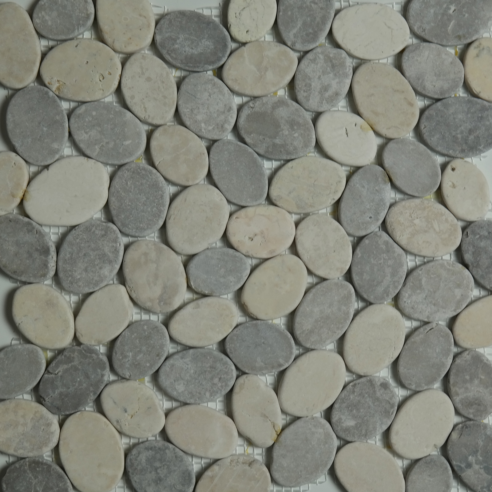 Sliced Pebble Mosaic Grey Beige Stone Honed  