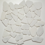 Flat Pebble Mosaic Bianco Imperial Marble Honed  