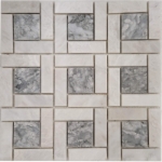 Pinwheel Mosaic Alaska-Chelsea Grey White Marble Polished 