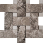 Big Basketweave Mosaic Silver Marlin With White Dot Marble Polished  
