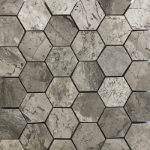 2 inch Hexagon Mosaic Silver Marlin Marble Polished 