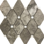 Diamond Mosaic Silver Marlin With White Dot Marble Polished 