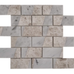 2x4 Parallel Bar Mosaic Silver Shadow With Carrara Marble Polished 
