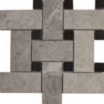 Big Basketweave Mosaic Silver Shadow With Black Dot Marble Polished 