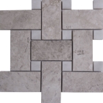 Big Basketweave Mosaic Silver Shadow With White Dot Marble Polished 