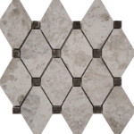 Diamond Mosaic Silver Shadow With Dark Emperador Dot Marble Polished 