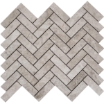 1x3 Herringbone Mosaic Silver Shadow Marble Polished  