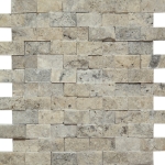 1x2 Split Face Mosaic Silver Travertine 