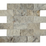 2x4 Split Face Mosaic Silver Travertine 