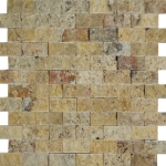 1x2 Split Face Mosaic Scabella Travertine 