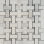 Basketweave Mosaic Statuary Carrara With Grey Dot Marble Polished 