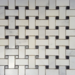 Basketweave Mosaic Statuary Carrara With Black Dot Marble Polished 