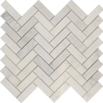1x3 Herringbone Mosaic Statuary Carrara Marble Polished 