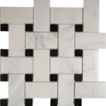 Big Basketweave Mosaic Statuary Carrara With Black Dot Marble Polished 