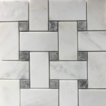 Big Basketweave Mosaic Statuary Carrara With Grey Dot Marble Polished 